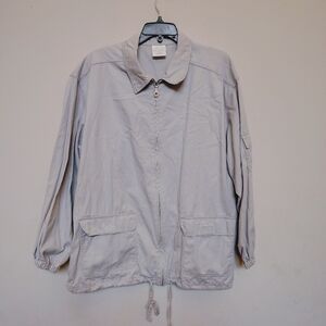 Style Studio Women's Lightweight Gray Zip-Up 100% Cotton Jacket Size 1X